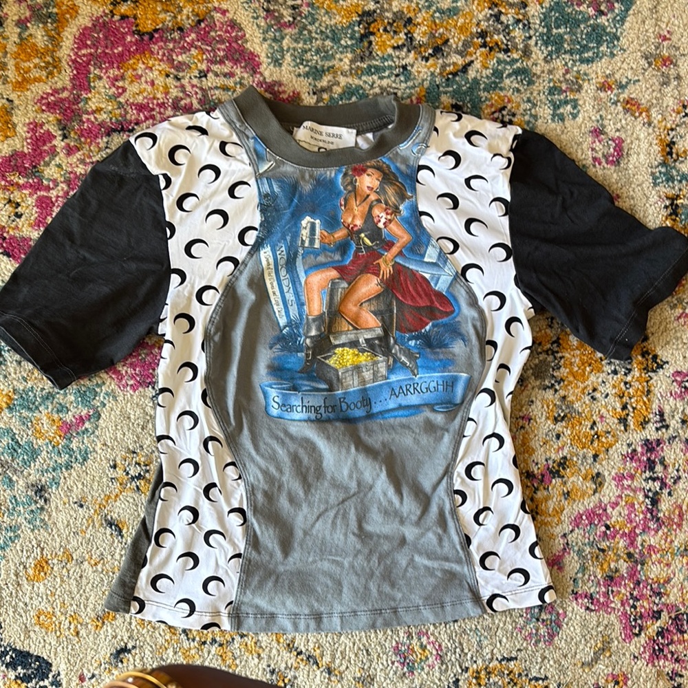 Marine Serre Moon Graphic Tee in Black and Gray